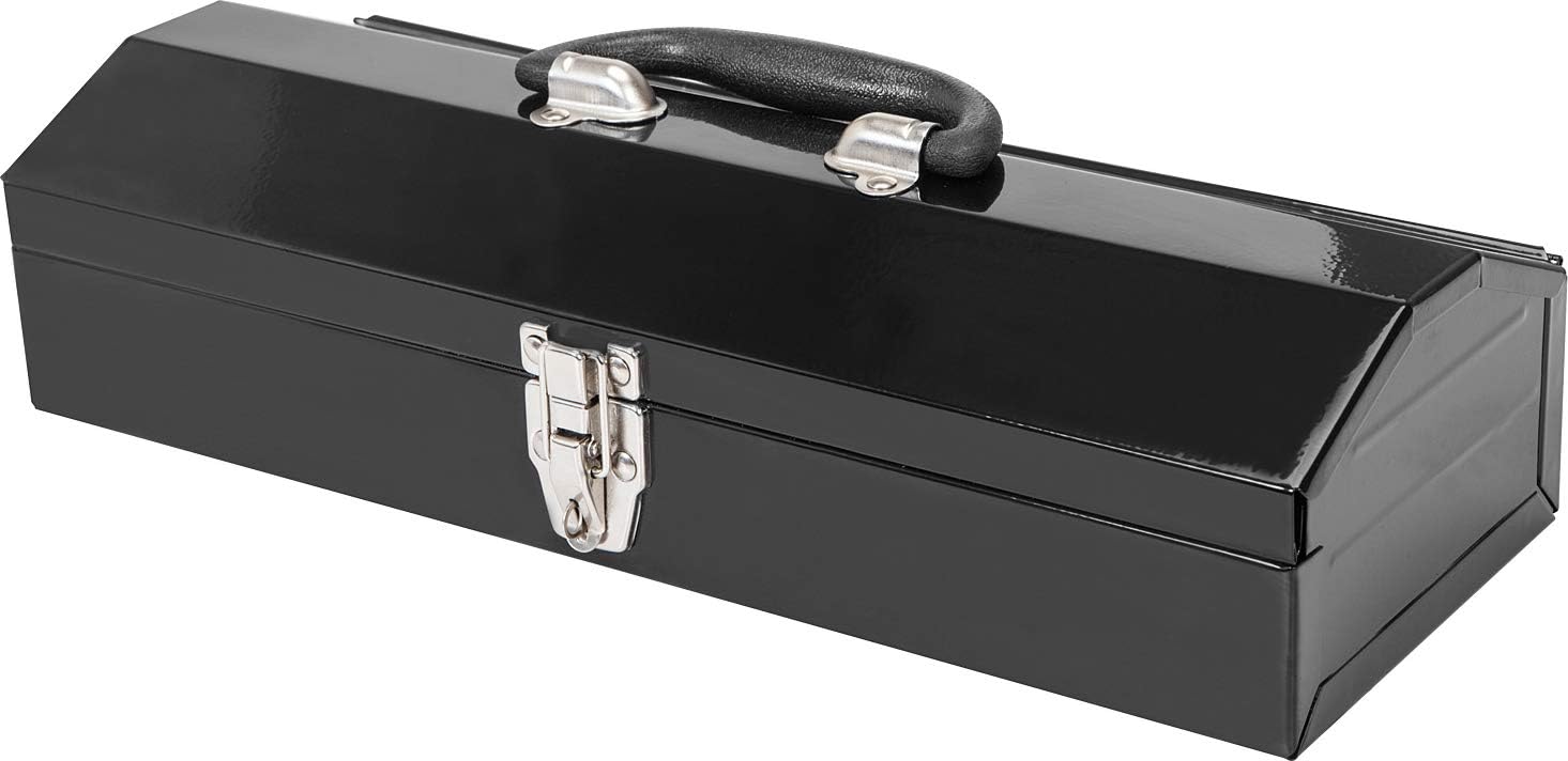 Torin ATB102B 16" Hip Roof Style Portable Steel Tool Box with Metal Latch Closure, Black