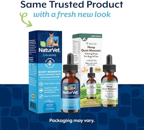 NaturVet Quiet Moments Plus Hemp Calming Drops for Cats & Dogs - 1 Oz | Calming Aid for Dogs & Cats - Helps Reduce Stress & Promote Relaxation with