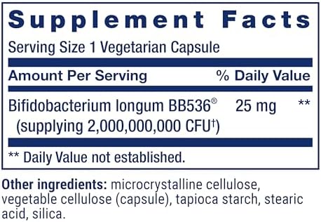 Life Extension Bifido GI Balance, probiotics, Bifidobacterium longum BB536® (2 Billion CFU), Support Healthy Gut & Digestive Health, Gluten-Free, Non-GMO, Vegetarian, 60 Capsules | Bifidobacterium Longum BB536 Provides 2 Billion CFU to Support Gut & Dige…