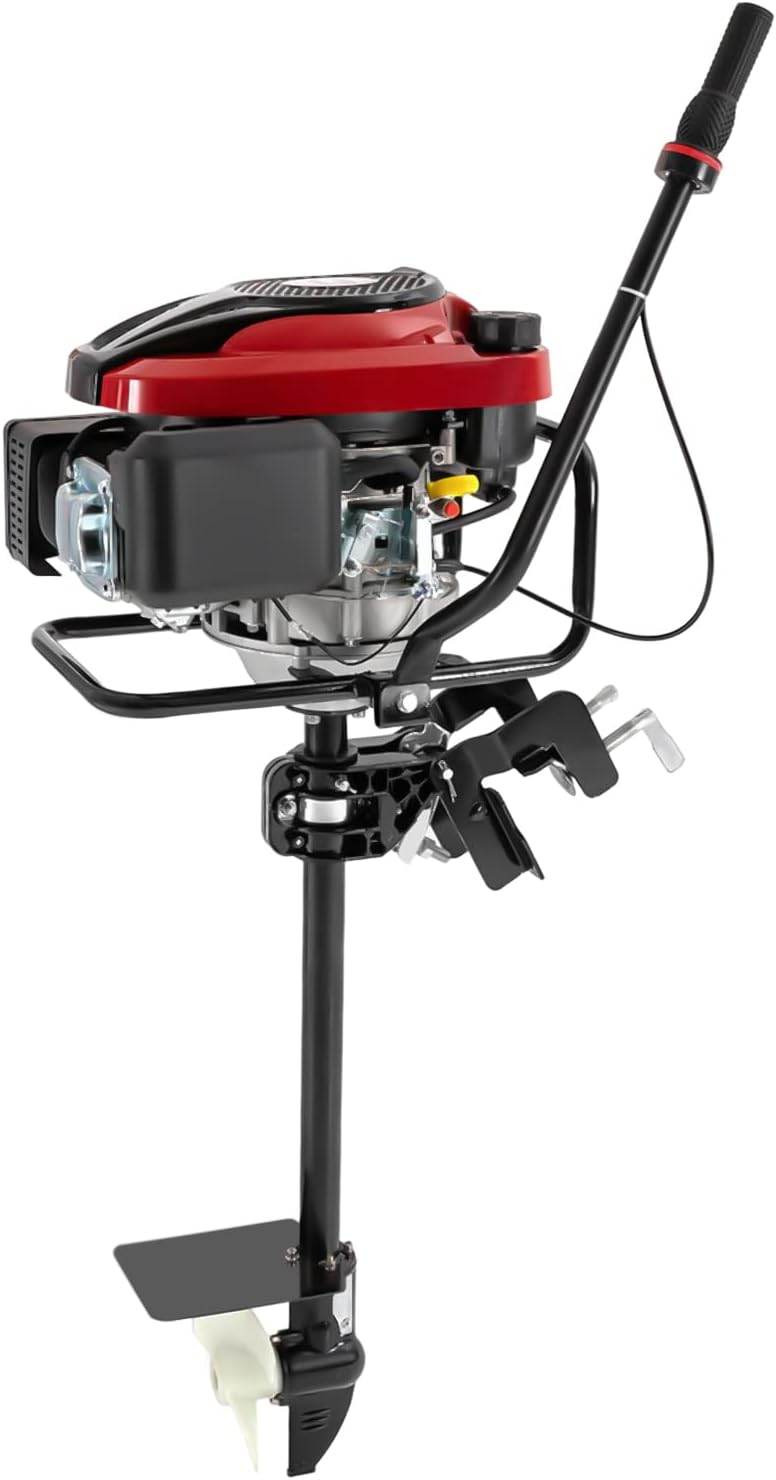 Outboard Boat Motor Air Cooled Gas Outboard Engine 360° Steering Pull Start Saltwater Outboard Boat Motor Fishing Boat Engine