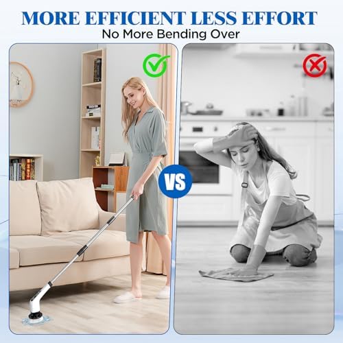 Electric Spin Scrubber, Cordless Bath Tub Power Scrubber with 8 Replaceable Drill Brush Heads