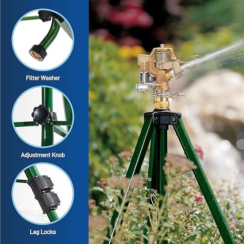 Orbit 58308Z Brass Impact Sprinkler on Tripod Base - Heavy-Duty Brass Sprinklers on Tripod.