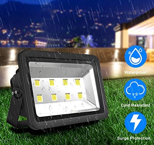 200W LED Flood Lights Outdoor, 20000LM Super Bright Security Floodlight, 100-277V, IP66 Waterproof, Commercial Exterior Light Fixture, 6000K Daylight White, Arena Yard Court Stadium Parking Lot Light