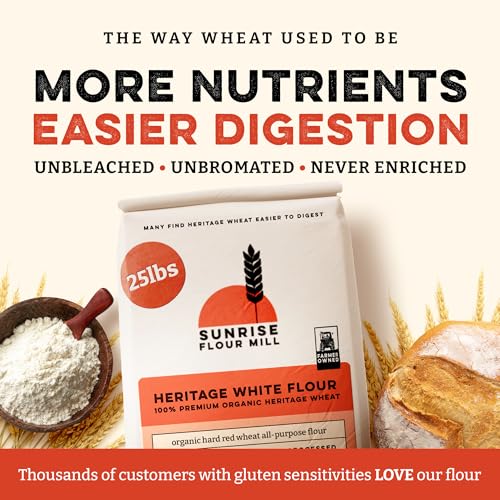 Sunrise Flour Mill Heritage Organic White Flour | USDA Organic All Purpose Flour Unbleached - Non-GMO, Kosher, Grown Without Glyphosate