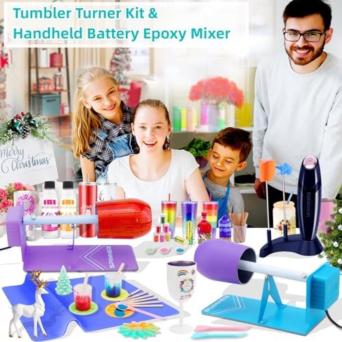 HXH Cup Turner for Crafts Tumbler,Tumbler Cup Spinner,Glitter Powder,Epoxy Resin kit for Tumblers for Beginners with Foam
