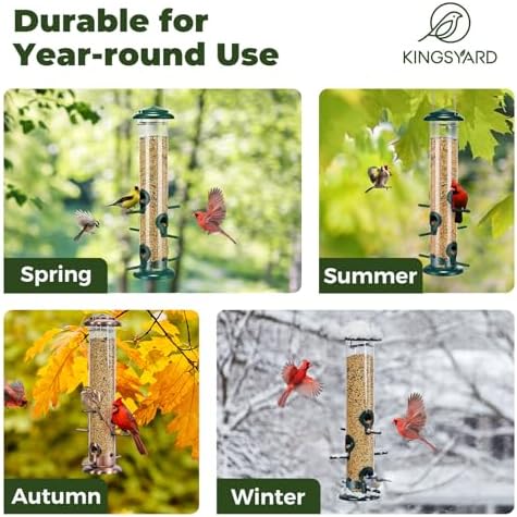 Kingsyard Metal Tube Bird Feeders for Outdoors Hanging | 6-Port with 360° Feeding, No-Spill Design, 2 lb Seed Capacity, Attracts Finches & Songbirds