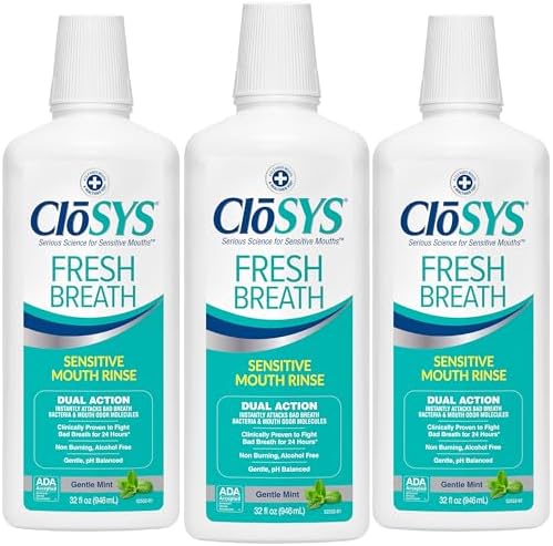 CloSYS Mouthwash, 32 Ounce, Fresh Breath Mouthwash, 2 Pack, Gentle Mint