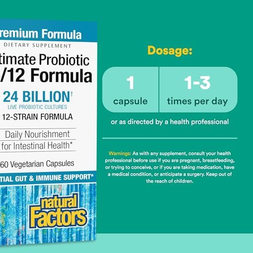Natural Factors Ultimate Probiotic 24/12 Formula - Digestive Health Support Supplement with Probiotics - Immunity & Gut Health Support Supplement