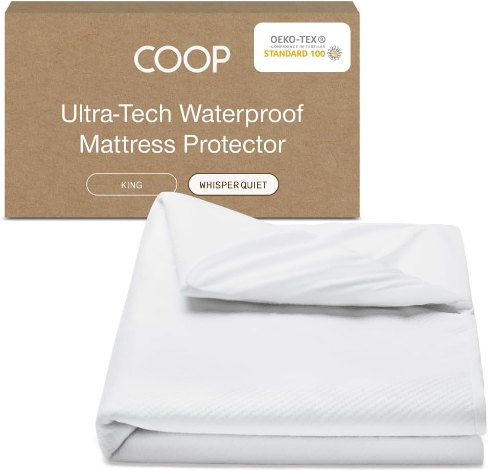 Coop Home Goods Ultra-Tech Waterproof Mattress Protector Cal King, Smooth Top Mattress Pad, Waterproof Cover, Up to 18 Inches Deep, Machine Washable, Noiseless Comfort, Cal King (72x84)