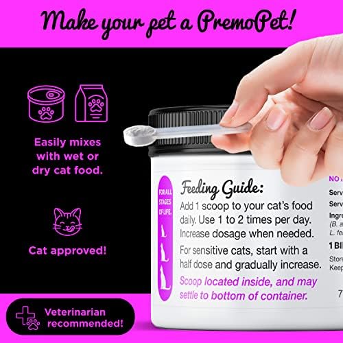 PROBIOTIC for Cats – 120 Servings - Premo Pet – Digestive Aid Plus Prebiotics - Best for Diarrhea, Vomiting, Gas