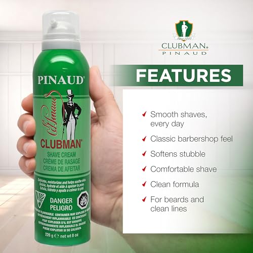 Clubman Pinaud Classic Barber Shave Cream, Moisturizing and Conditioning for Smooth Shave, Professional Quality for All Beard Types, 16 Fl Oz, 1-Pack