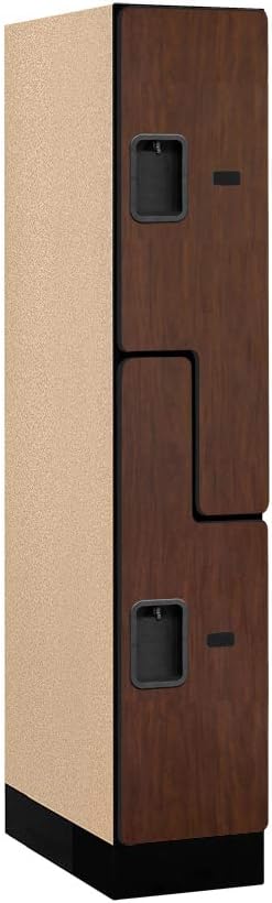 Salsbury Industries Double Tier 'S' Style Designer Wood Locker, Mahogany, 5' 3" x 15"