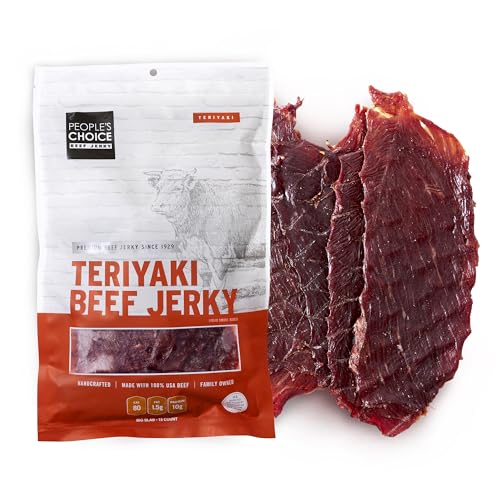 People's Choice Big Slab Beef Jerky - Whole Muscle - Hot & Spicy, 19.2 oz | Thin Sliced Slabs, 9 g Protein Per Serving, Low Sodium Recipe, 15 Count Pieces, Preservative Free, 365 Day Shelf Life
