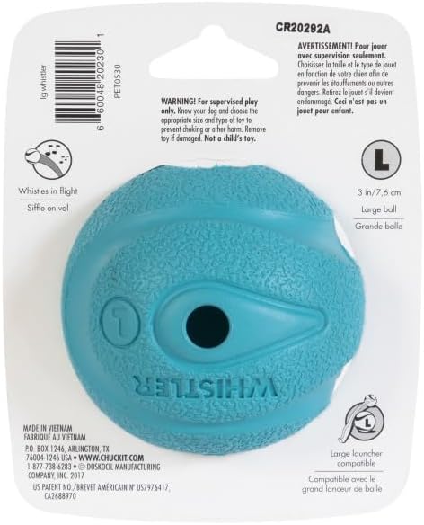 Chuckit! The Whistler Ball Dog Toy, Medium (2.5 Inch Diameter) for Dogs 20-60 lbs, Pack of 2, Multicolor