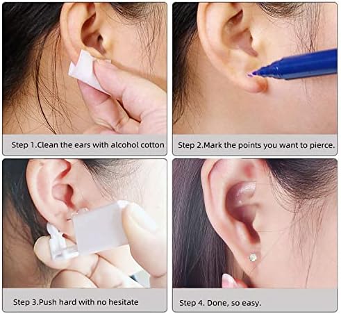 XUKEKOY 2 Pack Self Ear Piercing Gun Earring Disposable Piercing Kit No Pain Easy Use Ear Piercing Gun Kit Tool with Stud (White)