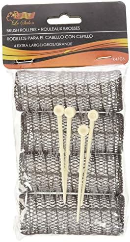 2 Pack (TOTAL 8 ROLLERS w/ 8 Pins) HAIR STYLING BRUSH ROLLERS & PINS Hair Curlers 3" x 1 1/8" Bristles