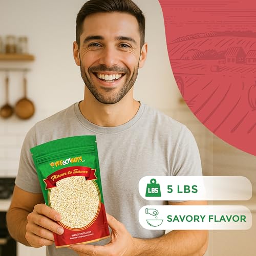 We Got Nuts White Hulled Sesame Seeds 5 Lbs (80oz) Bag | No Preservatives Added, Non-GMO, 100% Natural With No Shell | For Baking, Salad Toppings