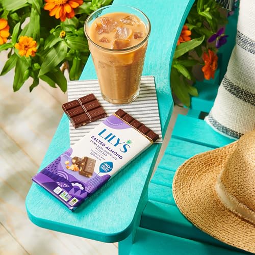 LILY'S Almond Dark Chocolate Style No Sugar Added, Sweets Bars, 3 oz (12 Count)