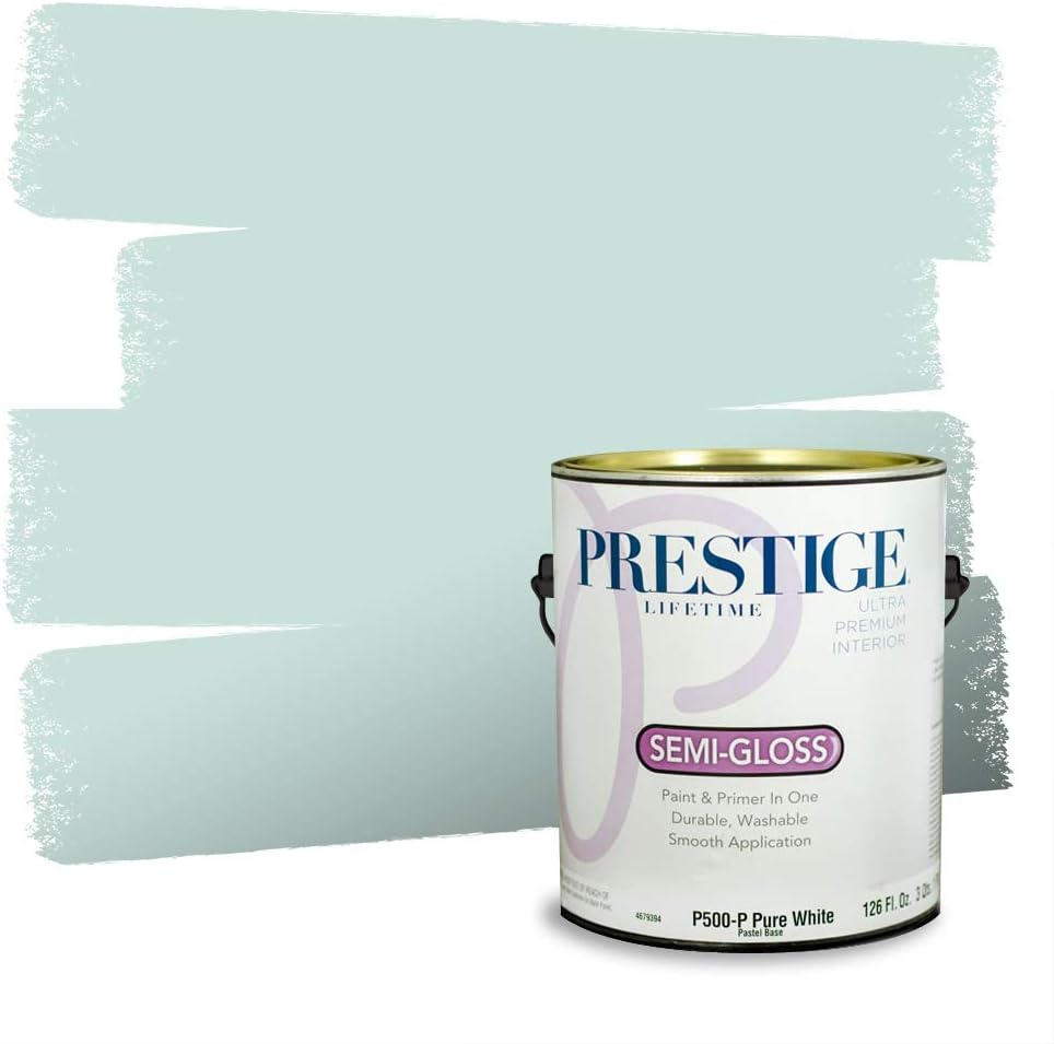 PRESTIGE Paints Exterior Paint and Primer In One, 1-Gallon, Semi-Gloss, Comparable Match of Behr* Intercoastal Gray*