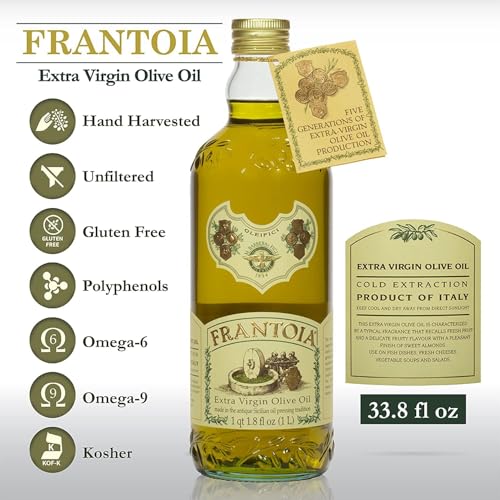 Frantoia Extra Virgin Olive Oil, 33.8 fl oz (1 Liter) – Award-Winning Sicilian EVOO Made from Biancolilla
