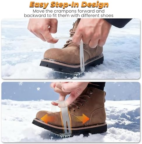 25-Spike Traction Cleats with Enhanced Grip | Anti-Slip Ice Cleats for Snow and Ice | Discreet Design | Easy On-Off Crampons