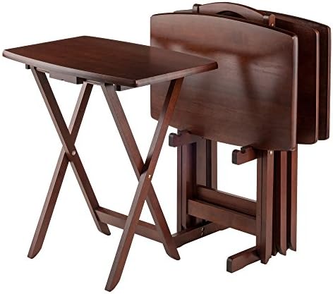 Winsome Darryl Set of 4 Oversized Foldable Tables, Walnut, 26" | Easy to Store Portable Fold Up Table Set for Kitchen, Living Room TV Dining, Crafts, Puzzles, Work From Home