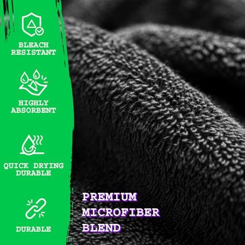 GREEN LIFESTYLE Black Bleach Proof Towels Bulk Sets 100% Cotton 16' X 25' Premium Spa Quality, Super Soft and Absorbent for Gym, Pool, Spa
