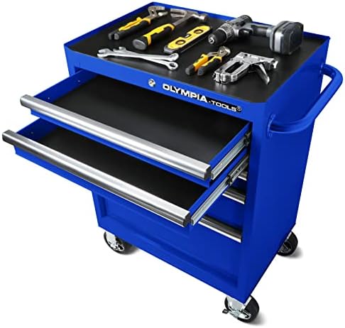 Olympia Tools 72 inch Heavy Duty Mobile Tool Chest Tool Box, with Solid Wood Top Workbench, 15-Drawer Rolling Tool Chest, Tool Storage Organizer for Garage, Workshop, and Home, Black
