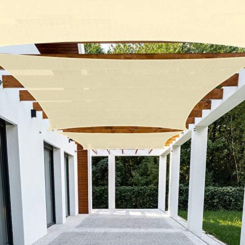 Patio Paradise 16' x 20' Tan Beige Sun Shade Sail Rectangle Canopy - Permeable UV Block Fabric Durable Patio Outdoor - Customized Available