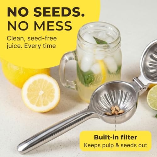 Large Lemon Squeezer Stainless Steel Press - Non-Slip Grip, Heavy Duty, Manual Design - Effortless Pro-Grade Lemon, Lime, Orange