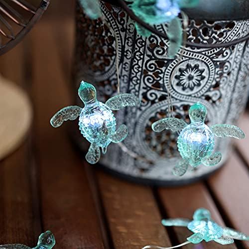 Beach Theme -Cute Green Sea Turtle String Lights- Ocean Fairy Decorative Lights- 10ft 30 LEDs -USB Powered -Multi-Function- Remote Control-Christmas