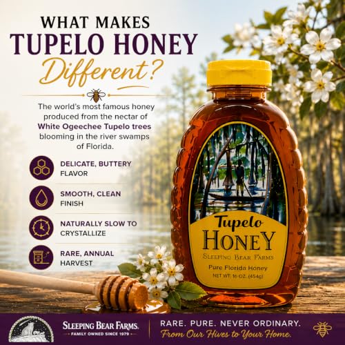 Sleeping Bear Farms Raw Tupelo Honey 2 lb Jar FSU Certified Pure