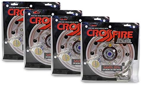 Set of 4 Crossfire Equalizer Valve 100 PSI | Blowout Safety Isolation, Equalizes Pressure as Tires Heat and Cool, Mounts to Lug or Hubcap, USA