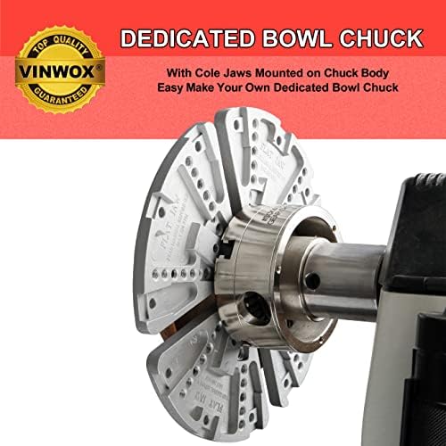 4INCH 4-Jaw Self-Centering Wood Lathe Chuck, 2" Round Jaw Mounted, 1"x8TPI thread & 3/4"x16TPI Adapter, T Allen Wrench, Screw Chuck, SCR4-4