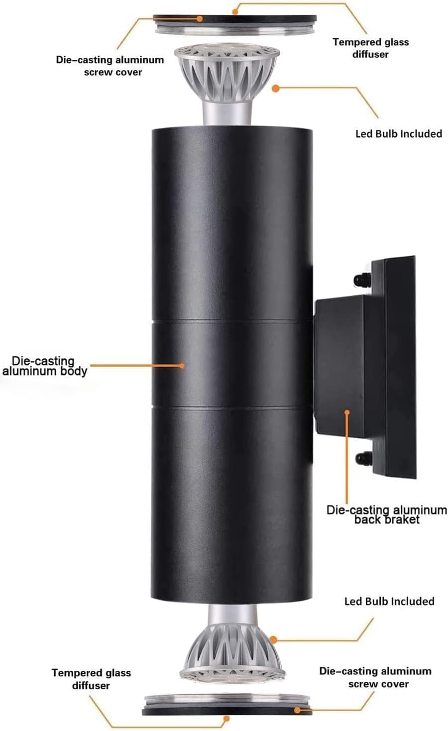 rosykite Outdoor Wall Lights 4 Pack, Dusk to Dawn Sensor Cylinder Sconce