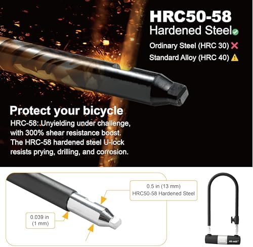 Bike U Lock with Cable - Via Velo Heavy Duty Bicycle U-Lock,14mm Shackle and 10mm x1.8m Cable with Mounting Bracket for Road, Mountain, Electric & Folding Bike