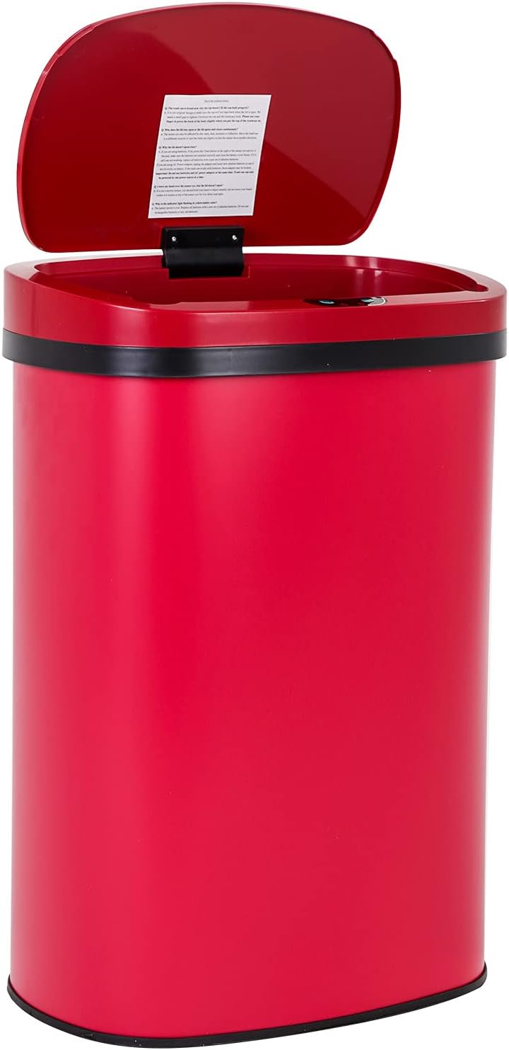 New Red 13-Gallon Touch Free Sensor Automatic Kitchen Office