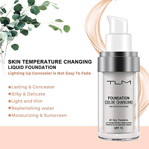 TLM Colour Changing Foundation, 2Pack Flawless Color Changing Foundation Makeup Base Moisturizing Liquid Foundation for Women, Concealer Cover