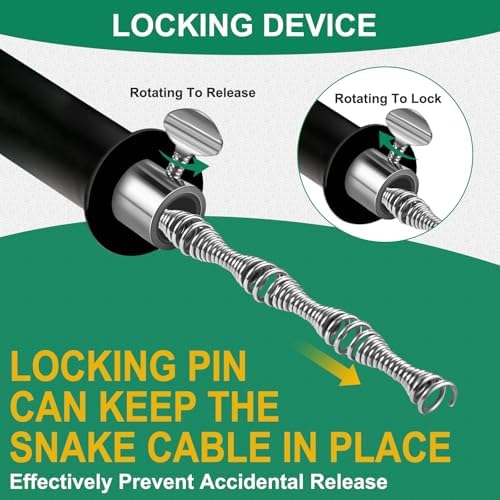 Wayona Drain Snake 50 FT, Plumbing Snake for Sink Snake Drain Clog Remover, Drain Snake with Drill Attachment with Bag Gloves Cleaning Brush