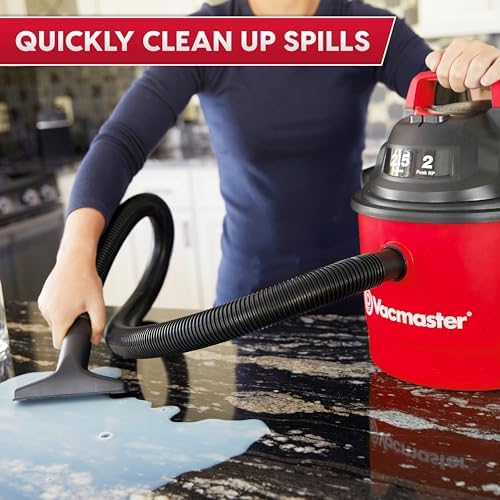 Vacmaster VOM205P 1101 2.5-Gal 2 Peak HP Wall Mount Wet/Dry Vacuum Red