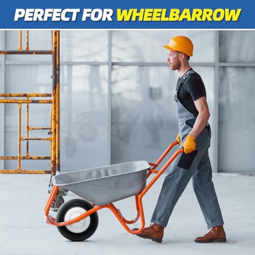 Wheelbarrow Tire - FLAT FREE- Never have a Flat Again - Universal Fit - 10 Year Warranty - Industrial Grade