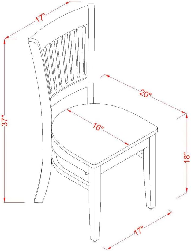 East West Furniture VAC-ESP-W Vancouver Kitchen Dining Chairs - Slat Back Wood Seat Chairs, Set of 2, Espresso