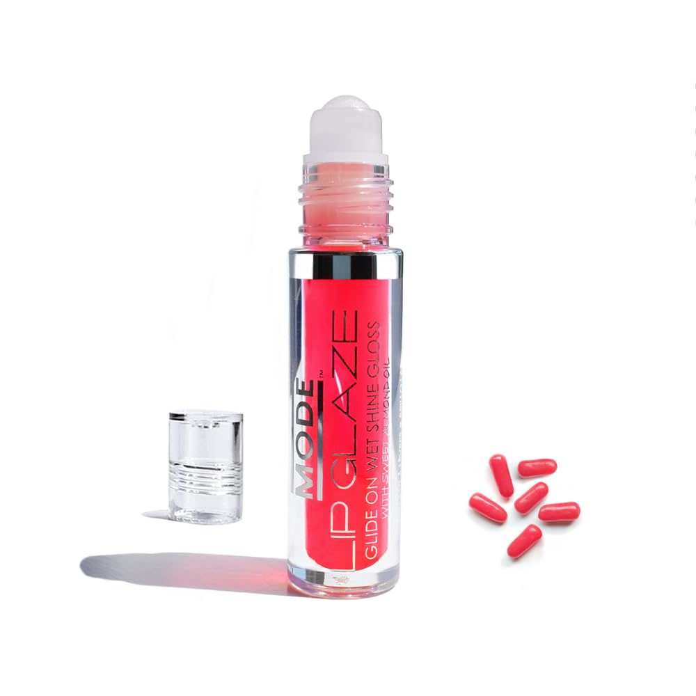MODE Lip Glaze Cotton Candy Flavored Lip Gloss, Hydrating Sheer Wet Shine, Skincare Fruit Oils