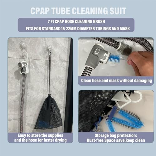 11 Pack CPAP Tube Cleaning Kit, Collapsible Wash Basin, CPAP Hose Hanger, CPAP Hose Holder for Bed, CPAP Hose Plugs, CPAP Tube Clips