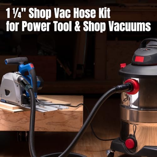 POWERTEC 70347 10 Ft. Dust Collection Hose Kit with 5 Fittings for Woodworking Power Tools Home and Wet/Dry Shop Vacuums