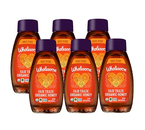 Wholesome Sweeteners 24-Ounce Organic Honey Bottle, 100% Pure, Fair Trade Certified, Non GMO Project Verified & Gluten Free, 1 Pack