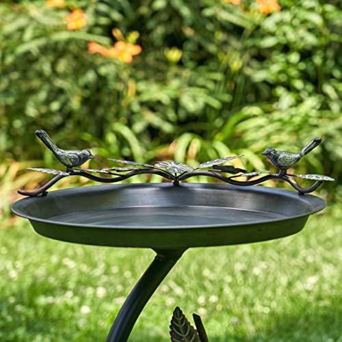 Zaer Ltd. Shallow Birdbath on Curved Branch Stand (Aged Copper Finish)