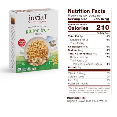Jovial Brown Rice Farfalle, Penne, & Elbows Pasta - Whole Grain Organic Pasta, Gluten Free, Dairy Free, Made in Italy - 12 Oz, 3 Pack Variety
