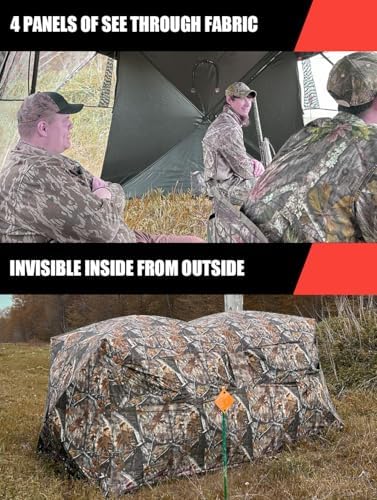 THUNDERBAY Bunkhouse Pop Up Portable 6 Person Side-by-Side Hunting Blind, Footprint: 140"x70" with 80" Height
