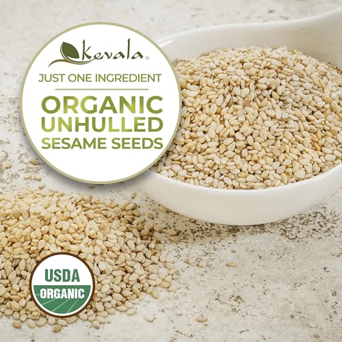 Kevala Raw Sesame Seeds Unhulled: 4 lb, Seeds for Cooking and Baking | Nutritious Snack for Clean Food Lovers, Topping for Pretzels and Bagels